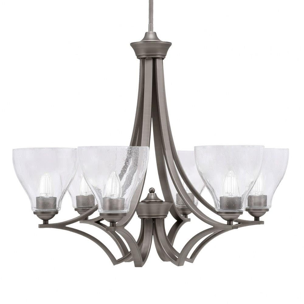 Toltec Lighting 566-GP-4760 Zilo - 6 Light Uplight Chandelier-23 Inches Tall and 26.75 Inches Wide, Finish Color: Graphite, Glass Color: Clear Bubble