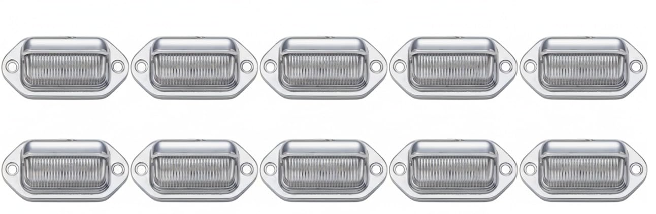 All Star Truck Parts 6 LED License Plate Lights DOT FMVSS 108 SAE 10x Chrome-Finish Surface Mount Waterproof 12V DC Courtesy Ste