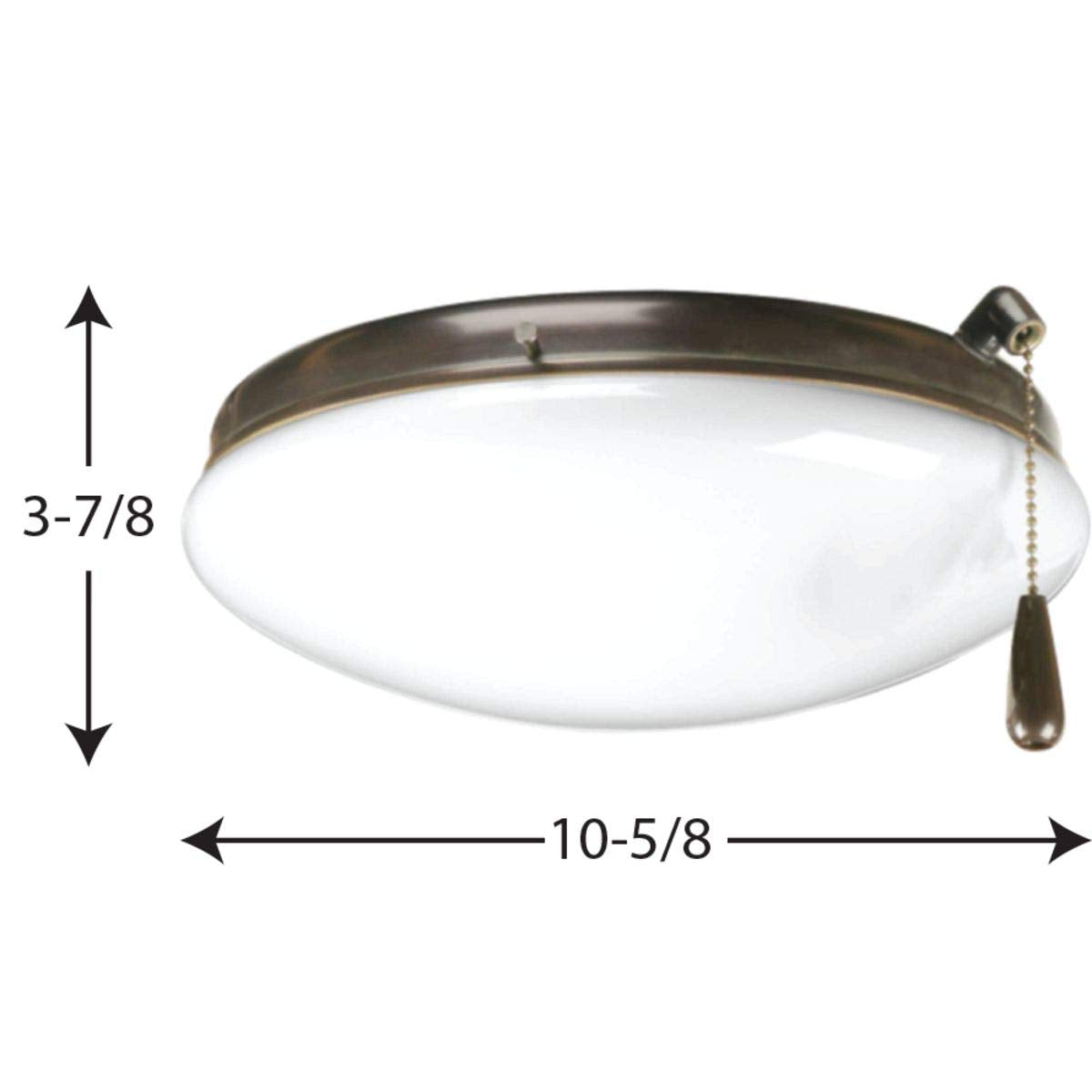 Progress Lighting P2611-20Wb Airpro Collection Universal Opal Glass Ceiling Fan Light, 2-Light, Antique Bronze