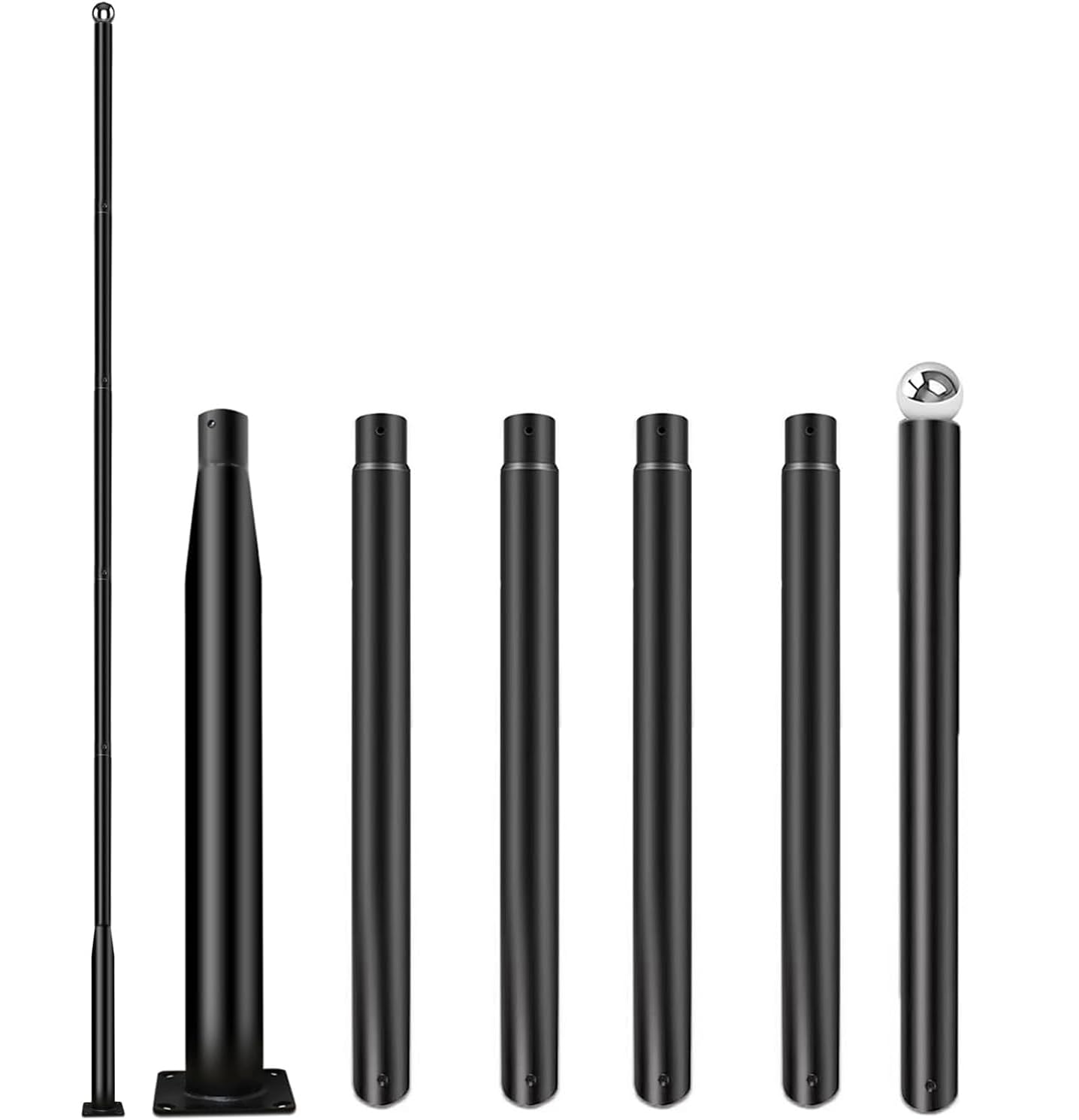 iFvBey Street Light Pole 20ft Tall - Black Outdoor Adjustable Metal Street Lamp Post for Lights with Mounting Rebar Cage