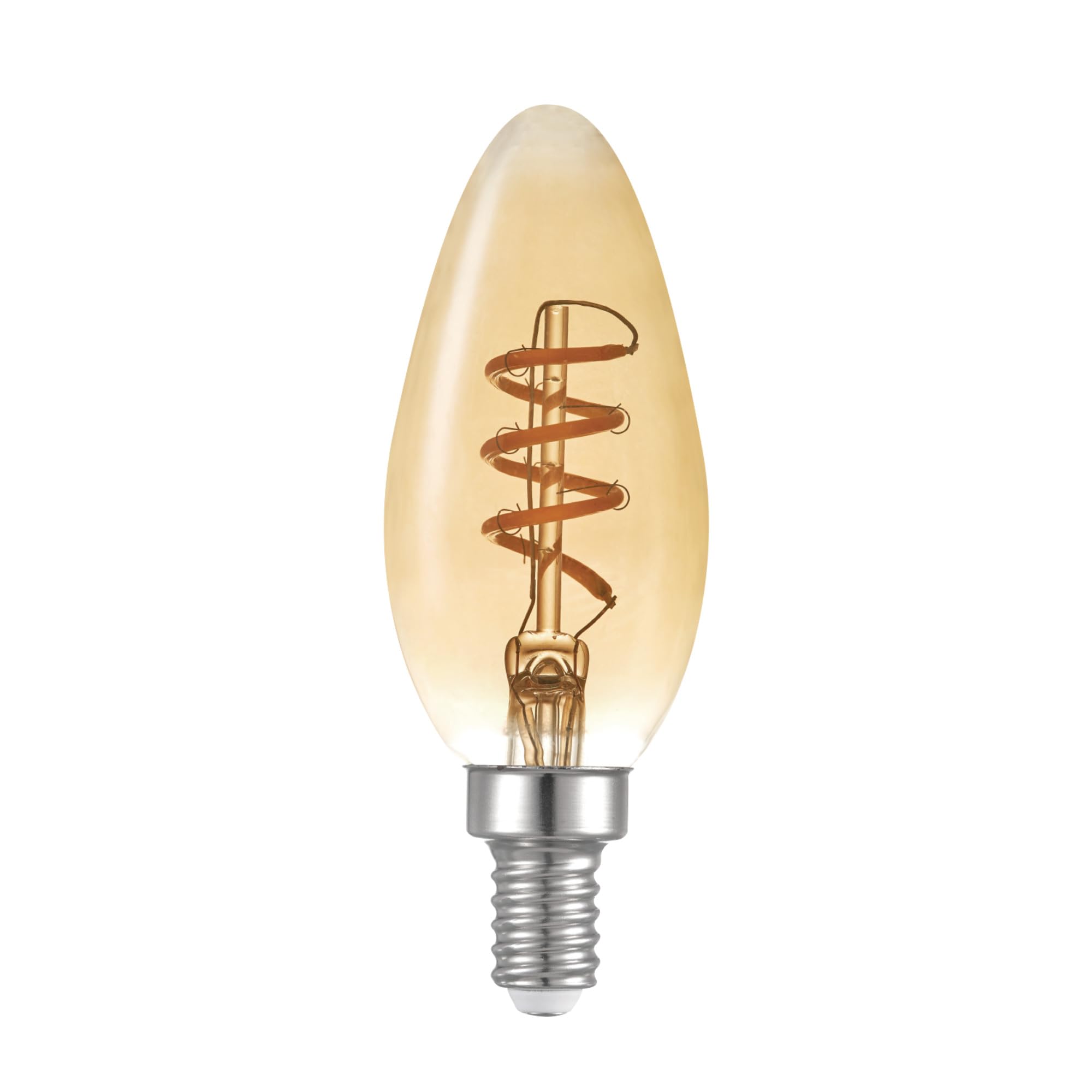 Globe Electric 40W Equivalent Soft White (2000K) Edison Candelabra Amber Glass Dimmable Led Light Bulb 31355, 1-Pack, B10 Vintag