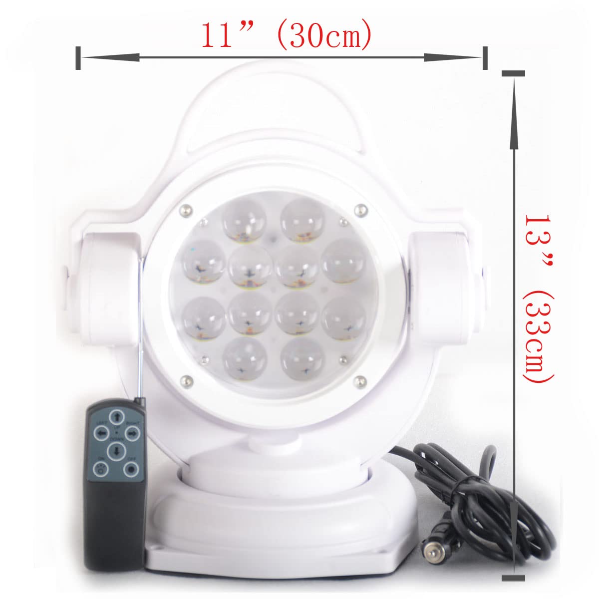 FSYF 11 Inch 60W Remote Control LED Searchlight - White Marine Boat Work Light, 360° Rotation, Model d44aaa27-1a27-4124-aff6-