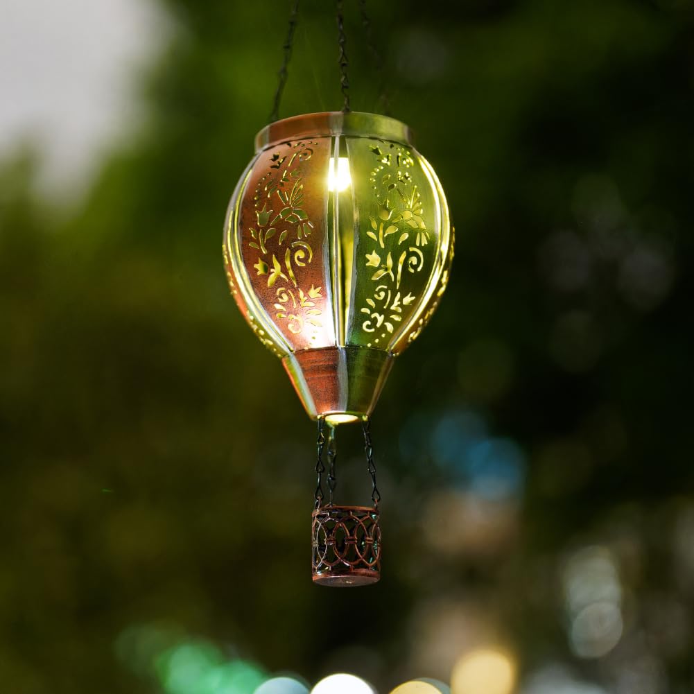 Stargarden Hummingbird Solar Lantern - Colorful Metal Hanging Lantern for Garden and Yard