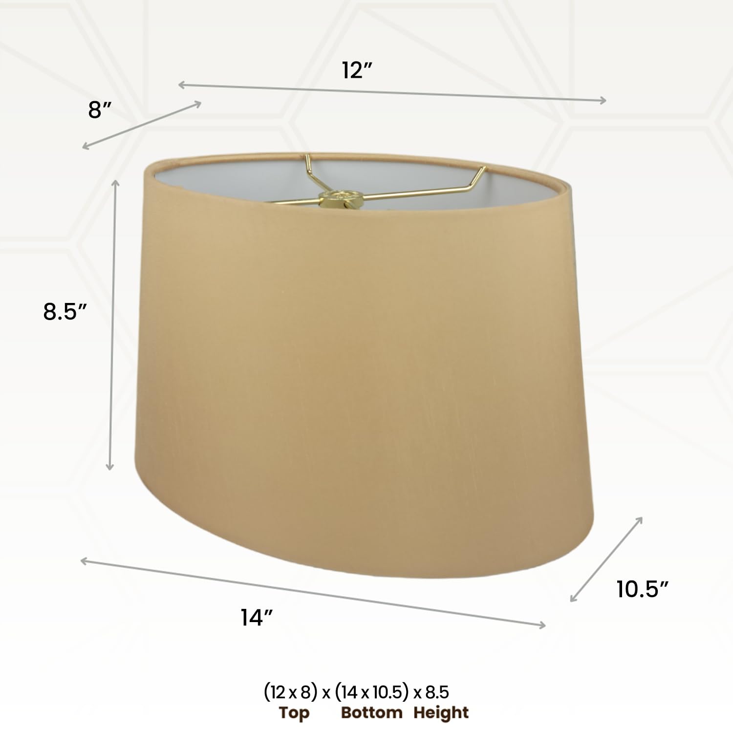 Royal Designs, Inc. Shallow Oval Hardback Lamp Shade, Hb-611-14Agl, Antique Gold, (12 X 8) X (14 X 10.5) X 8.5