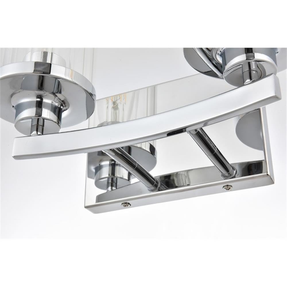 Living District Saanvi 2-Light Iron & Glass Bath Sconce in Chrome/Clear