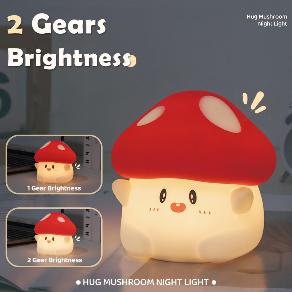 Led Mushroom Silicone Night Light Soft Sleeping Nursery Night Light Dimmable Timer Rechargeable Lamp Room Decor Baby Bedside Lam