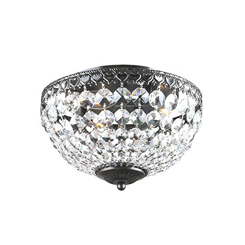 Jojospring Antique Black Crystal Flush Mount Chandelier, Model B025-NY-485