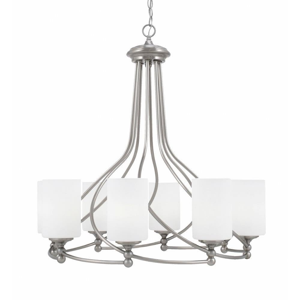 Toltec Lighting 908-BN-310 Capri - 8 Light Uplight Chandelier-30.5 Inches Tall and 30 Inches Wide, Finish Color: Brushed Nickel, Glass Color: White Muslin