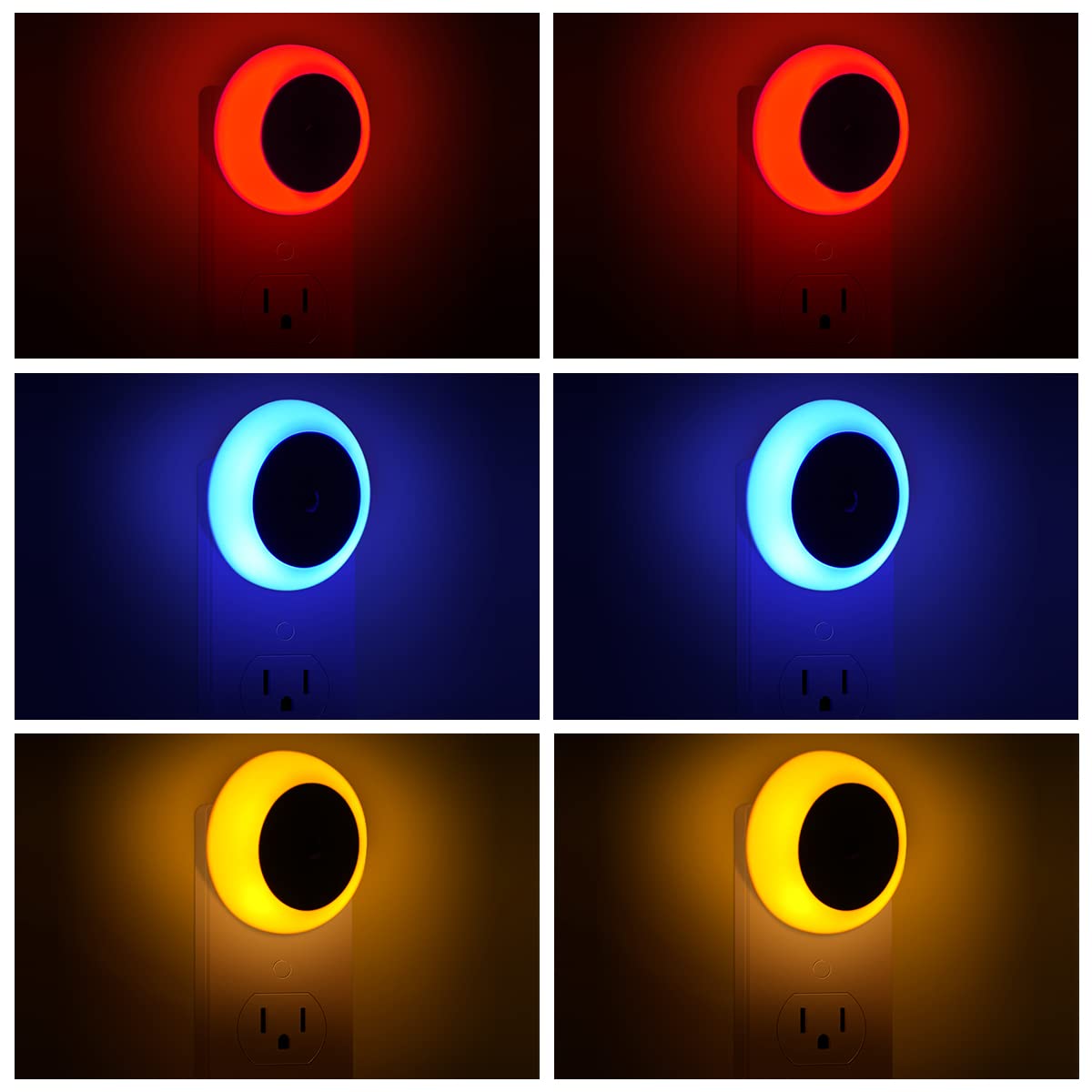 6 Pack LED Night light, LED night lights plug into wall with dusk to dawn sensors, plug in night lights for kids room, bedroom, 