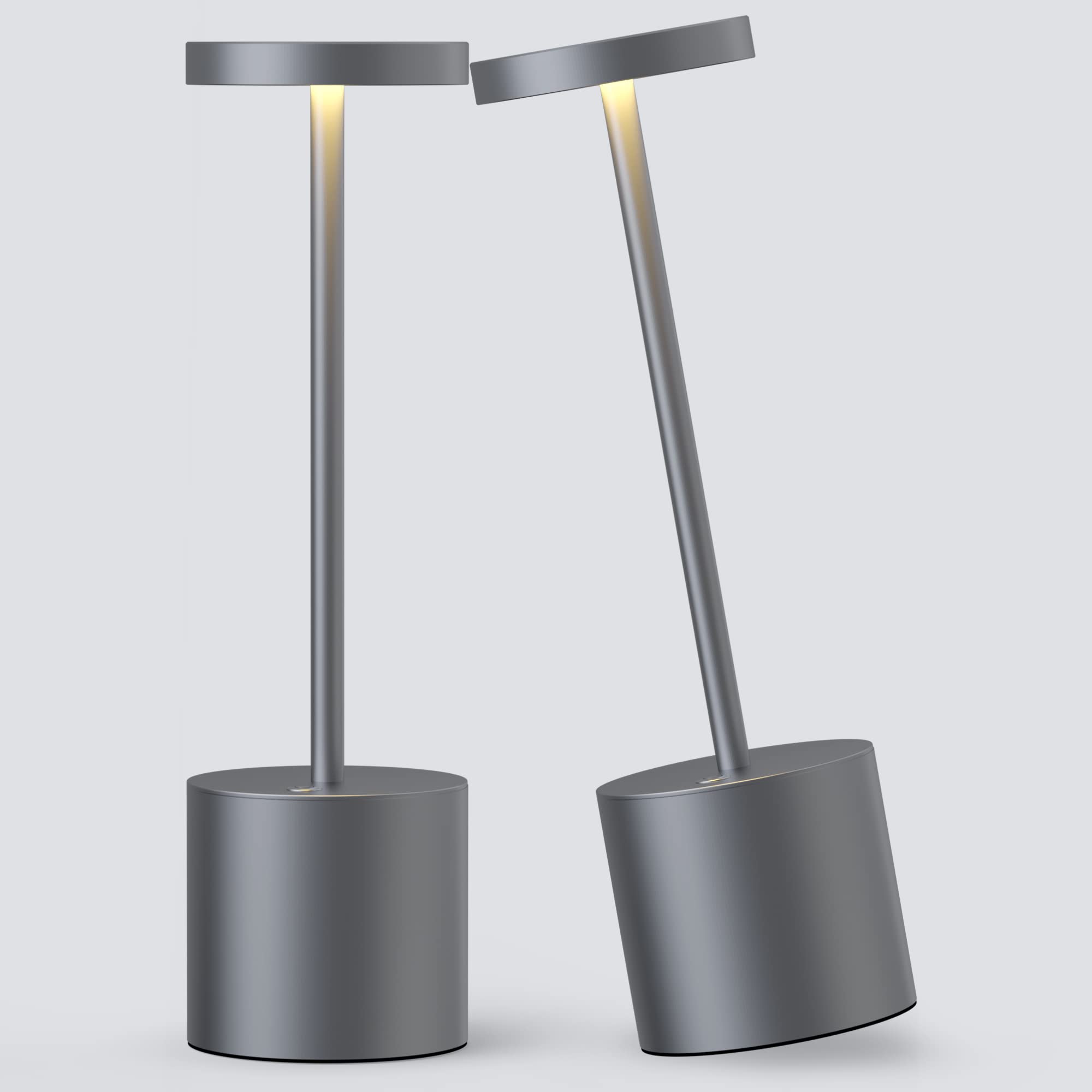 Yiben 2Pack Cordless Table Lamp - Rechargeable Led, 5000Mah, 3 Brightness Levels, Grey