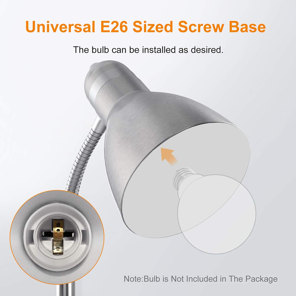 LEPOWER Metal Floor Lamp - Adjustable Gooseneck, Heavy Base, Silver - Model UF2012 for Office, Bedroom, Living Room Reading