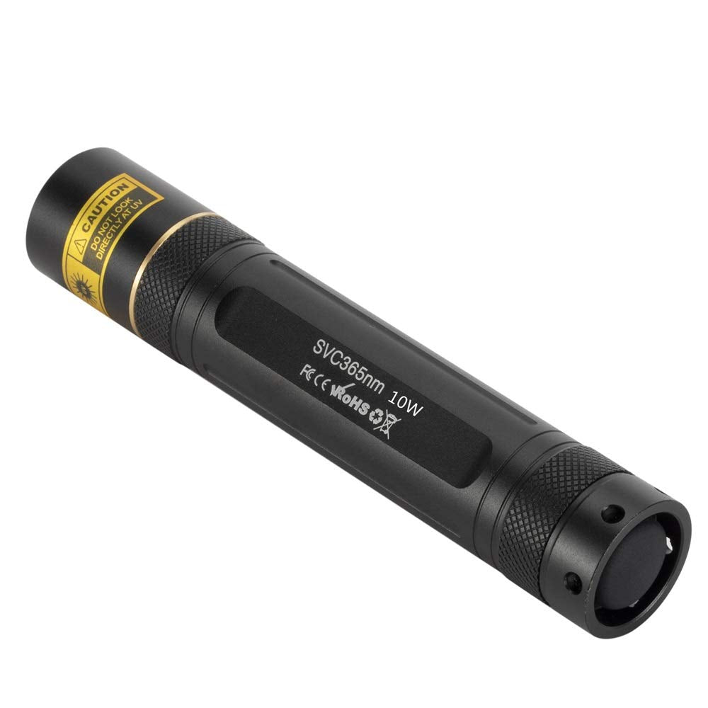 ALONEFIRE SV003 10W UV Flashlight, Rechargeable Blacklight for Pet Urine Detection, Scorpion Hunting, Aluminum Case, Black