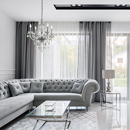 AF Lighting Naples 4-Light Chandelier, Chrome Finish, Clear Faux Crystals, Model 8350-4H