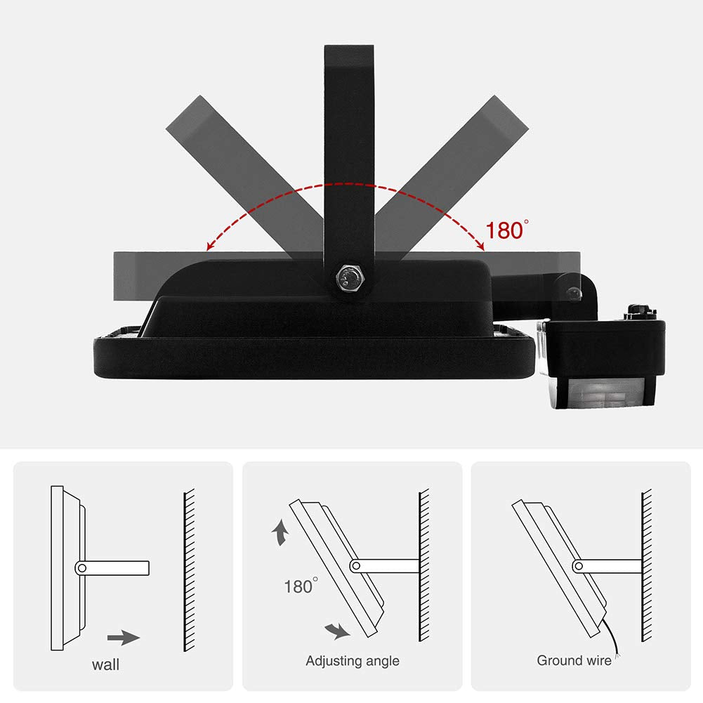 Leacoco 10W Motion Sensor Flood Light, Ip66 Waterproof, 1000Lm Warm White Security Light