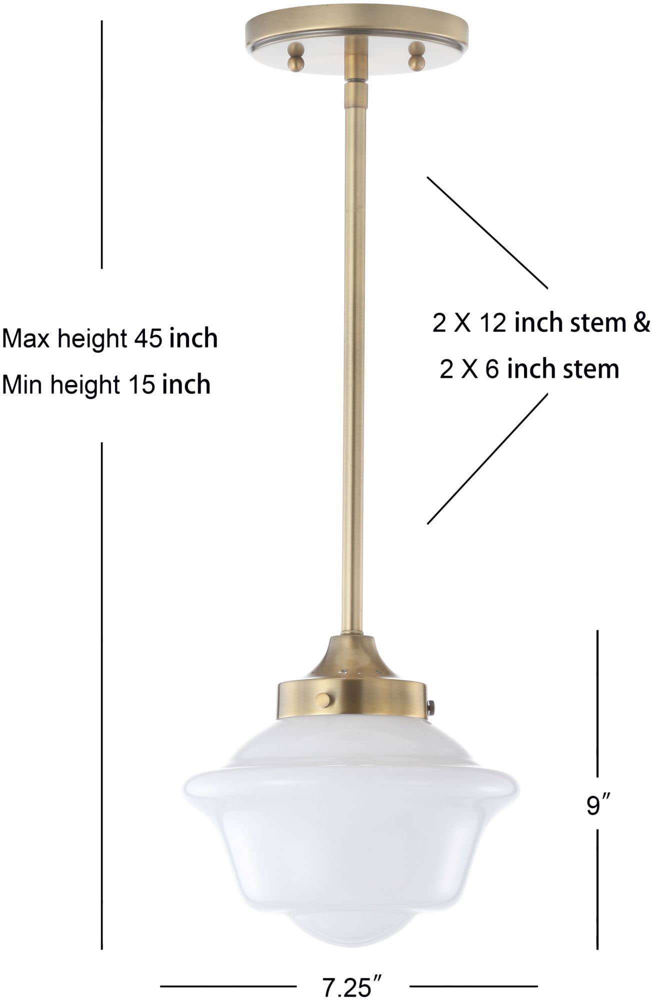 JONATHAN Y Kurtz 7.25" LED Pendant Light, Oil Rubbed Bronze, Metal/Glass, Dimmable, Model JYL3516C for Dining Room, Kitchen,