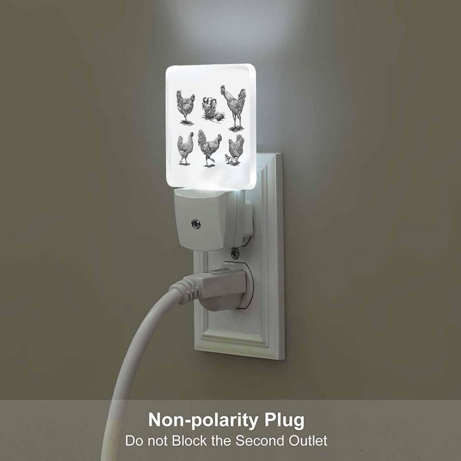 Chrobak LED Night Light with Dusk to Dawn Sensor, Rooster Hen Design, Energy Efficient, Model WML-Night-Light-231023-136