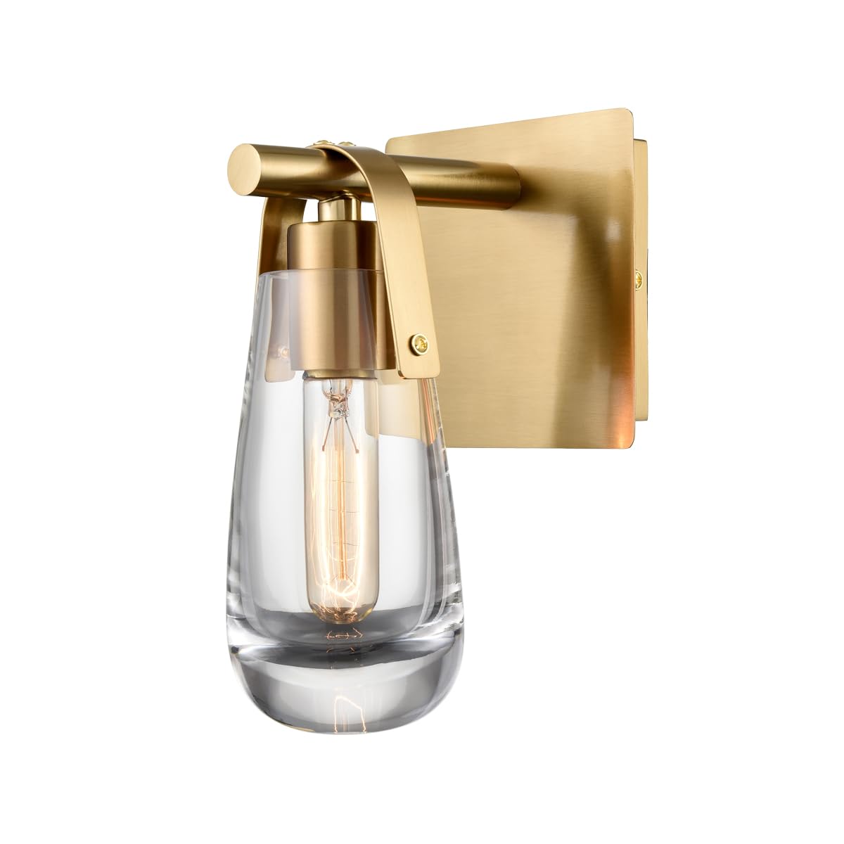 DEYNITE Gold Wall Sconces, Raindrop Sconces Wall Lighting, Modern Clear Glass Vanity Light Fixtures Raindrop Wall Sconce for Bat