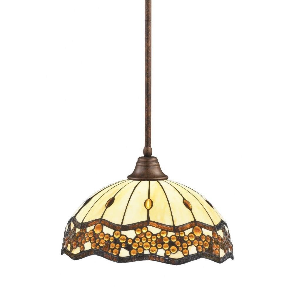 Toltech Lighting 26-Brz-997 16-Inch Stem Pendant Light Bronze Finish With Roman Jewel Tiffany Glass