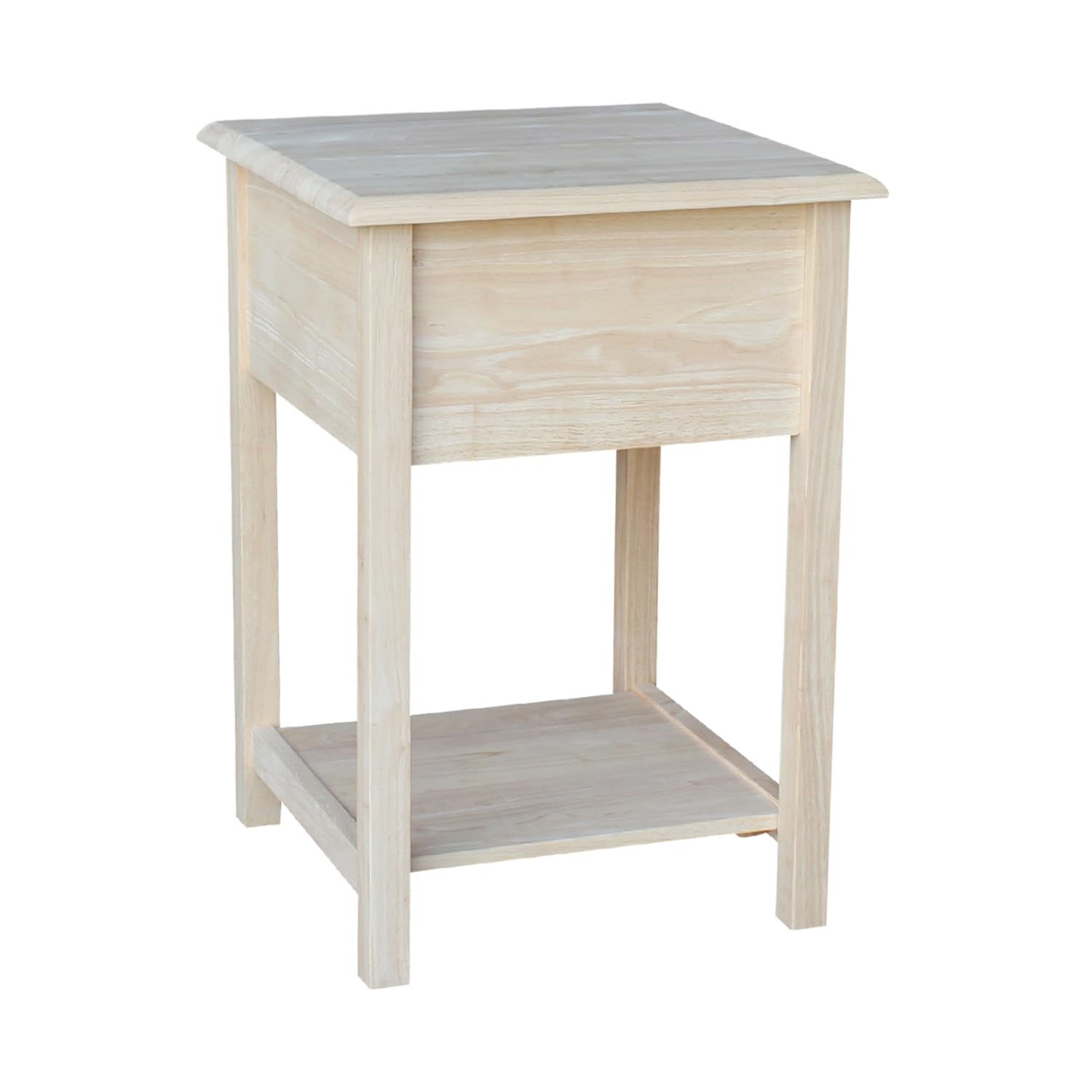 IC International Concepts Rectangular Side Table, 2 Drawers, Eco-Friendly Parawood, 25.6inH, Unfinished, Model OT-92