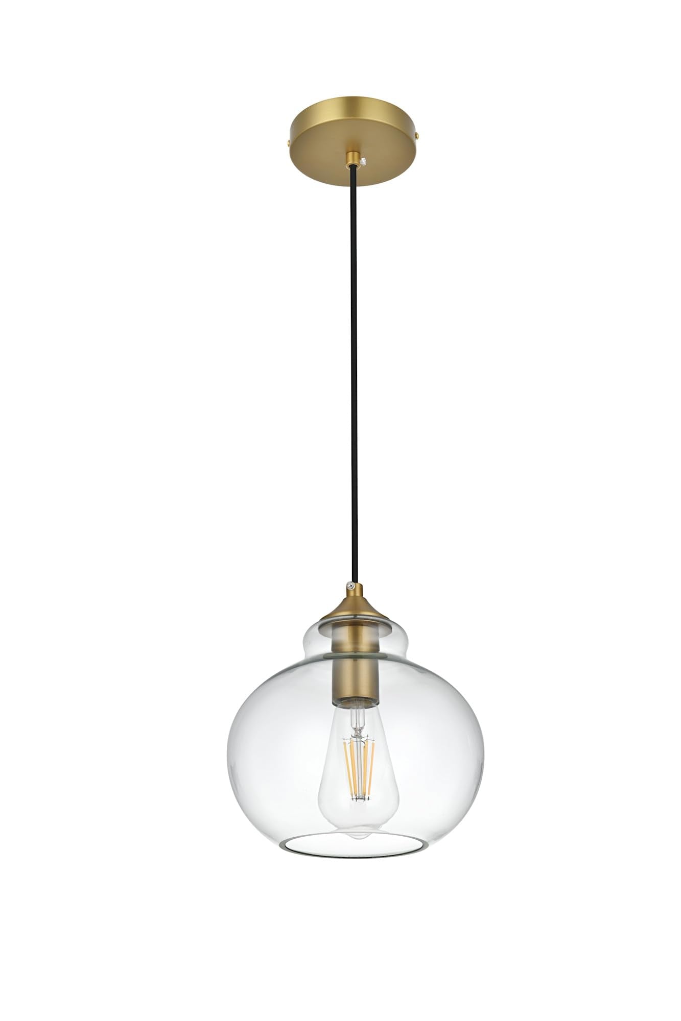 Living District Destry 1-Light Metal Pendant in Brass and Clear