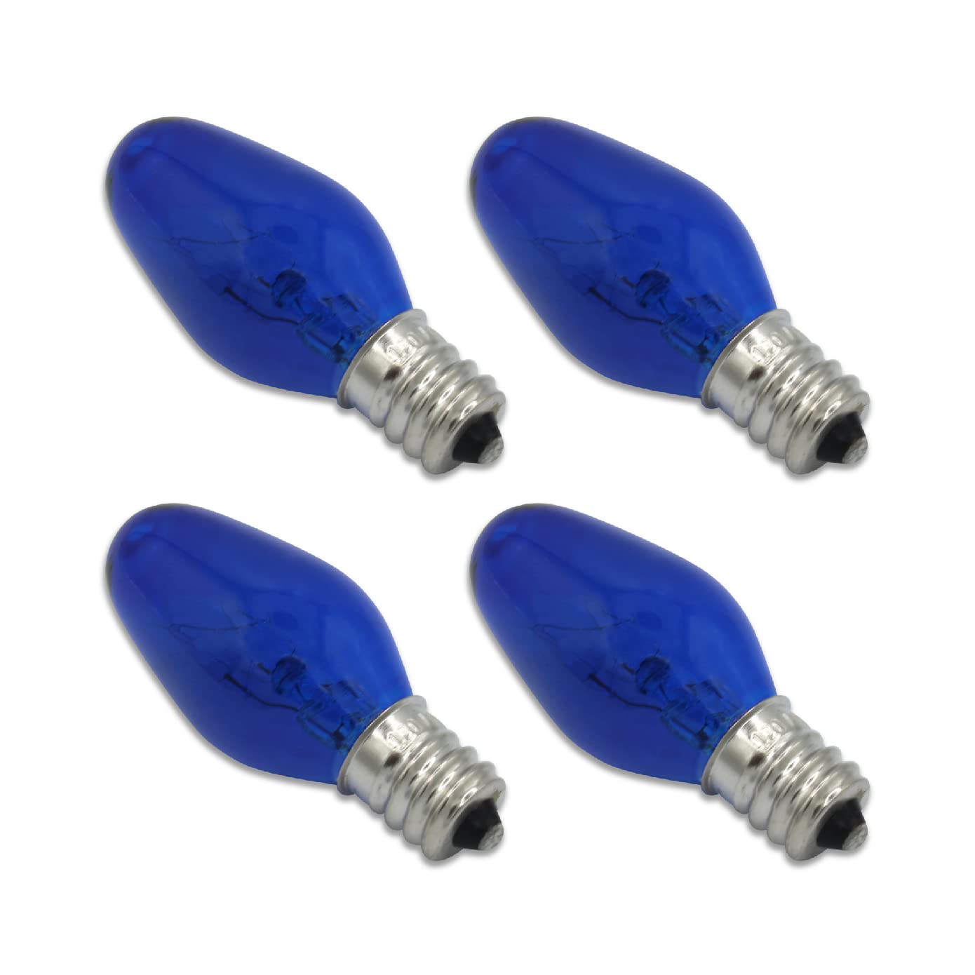 Lumenivo 7 Watt Blue Incandescent C7 Colored Night Light Bulbs 7W C7 Blue Christmas Village Lights - Candelabra Base For Window 