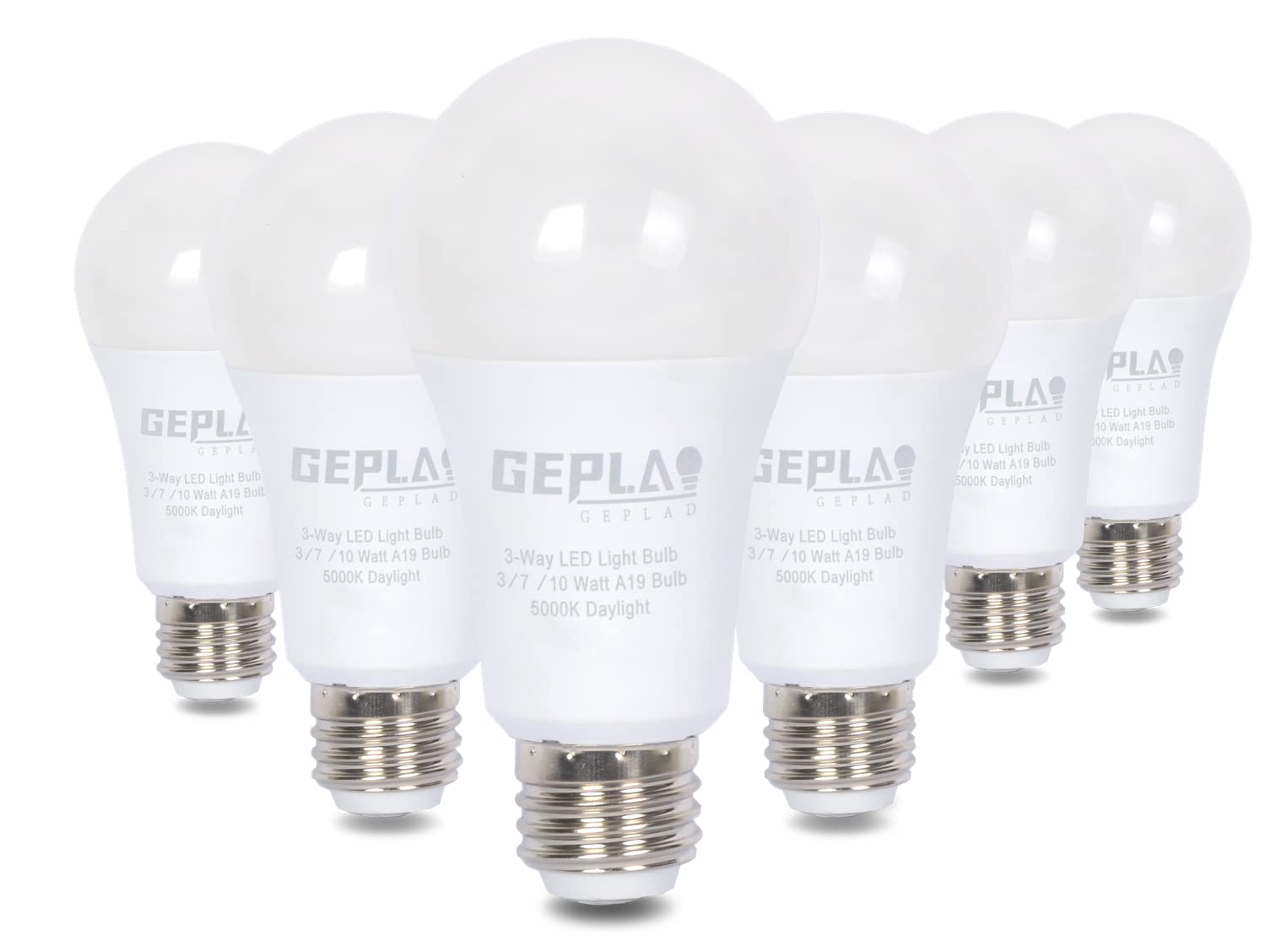 Geplad 6-Pack 3 Way Light Bulbs 30 70 100W Soft White 3000K Equivalent,A19 Three Way Light Bulb With E26 Medium Base
