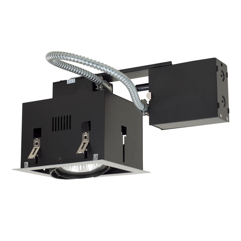 Jesco Lighting Mgrp30-1Wb Modulinear Directional Lighting For Remodeling, Double Gimbal Par30 1-Light Linear, Black Interior With White Trim