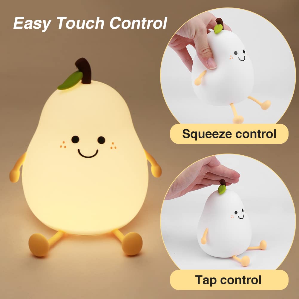 Cute Pear Usb Rechargeable Nursery Lamp - Multicolor Night Light For Kids' Bedroom Gift