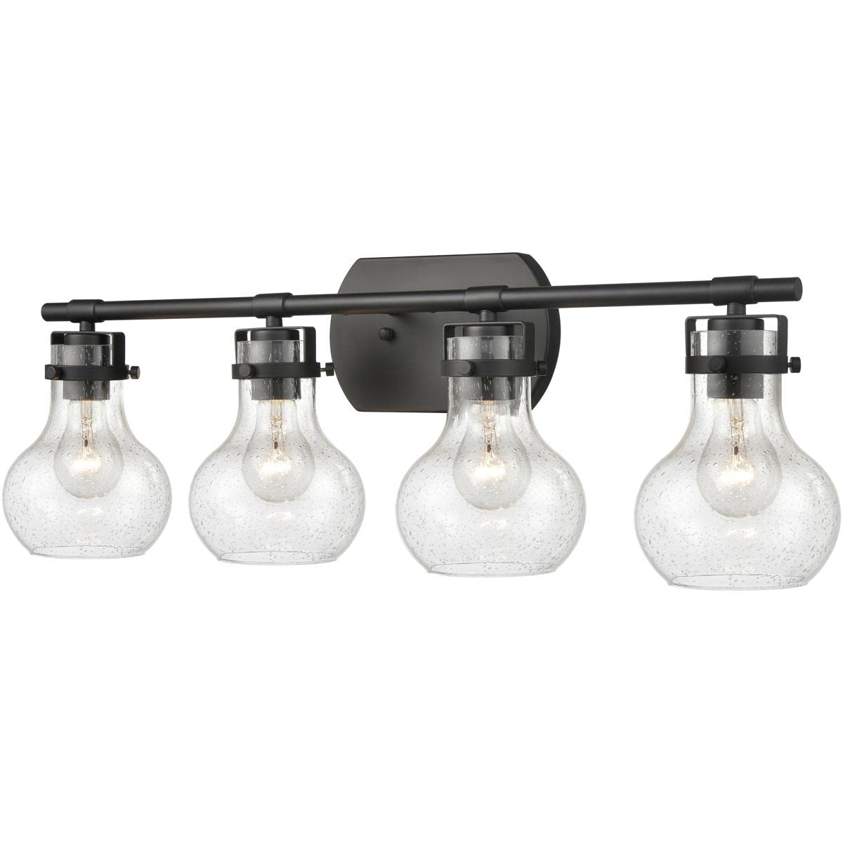 Elk Home Salamanca 4-Light Vanity Light, Matte Black, Clear Seeded Glass, Transitional Style