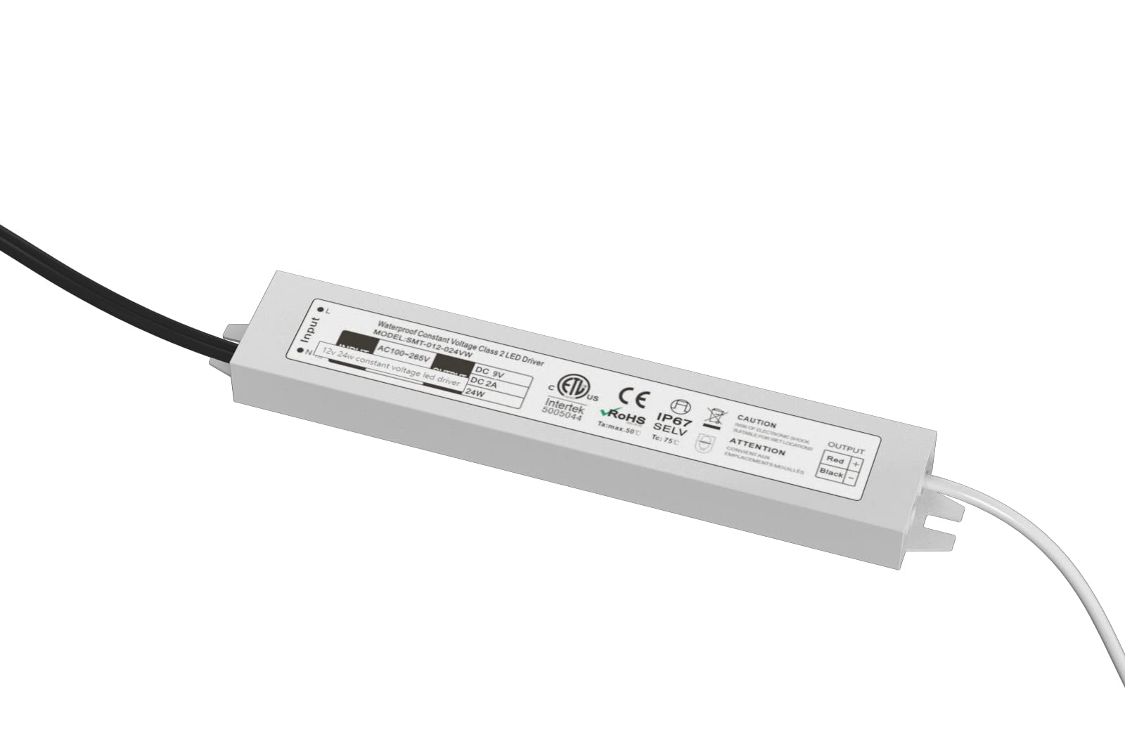 LED Driver 24W Power Supply - IP67 Waterproof Transformer for LumaNumbers LED Address Numbers, Low Voltage 9V DC Power Supply (S