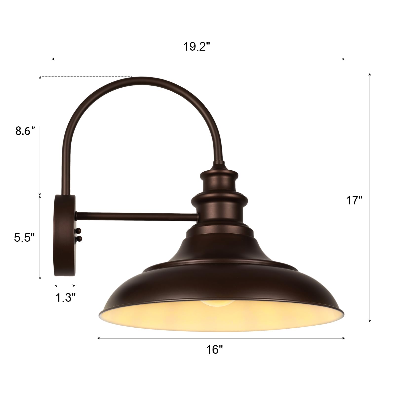 Diyel Outdoor Barn Light Fixtures  16 Inch Large Dome Farmhouse Exterior Wall Mount Lights  Rustic Wall Sconces Indoor Wall Lighting  Industrial Bronze White Lanterns For Porch  2 Pack