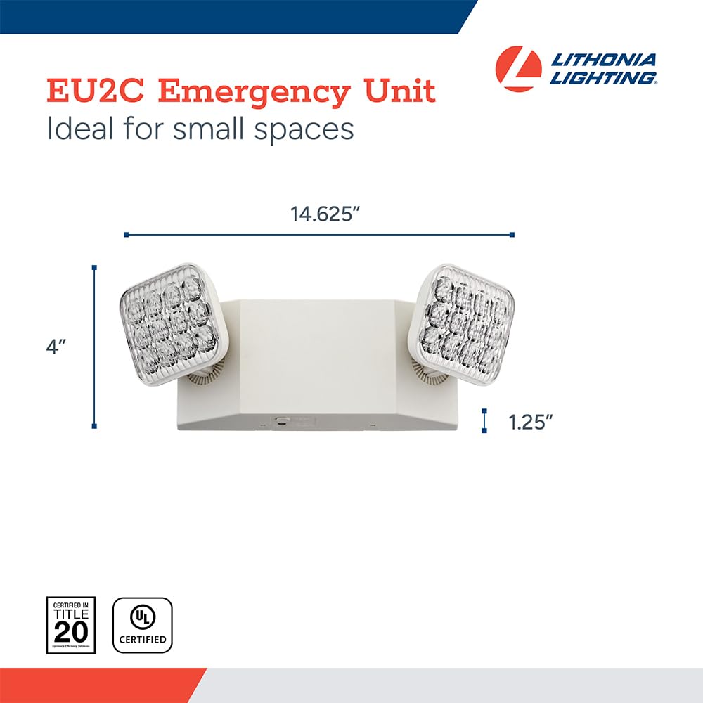 Lithonia Lighting LED Emergency Light, 90-Minute Backup, Dual Adjustable Heads, 4-Pack, White, Model EU2C CP4