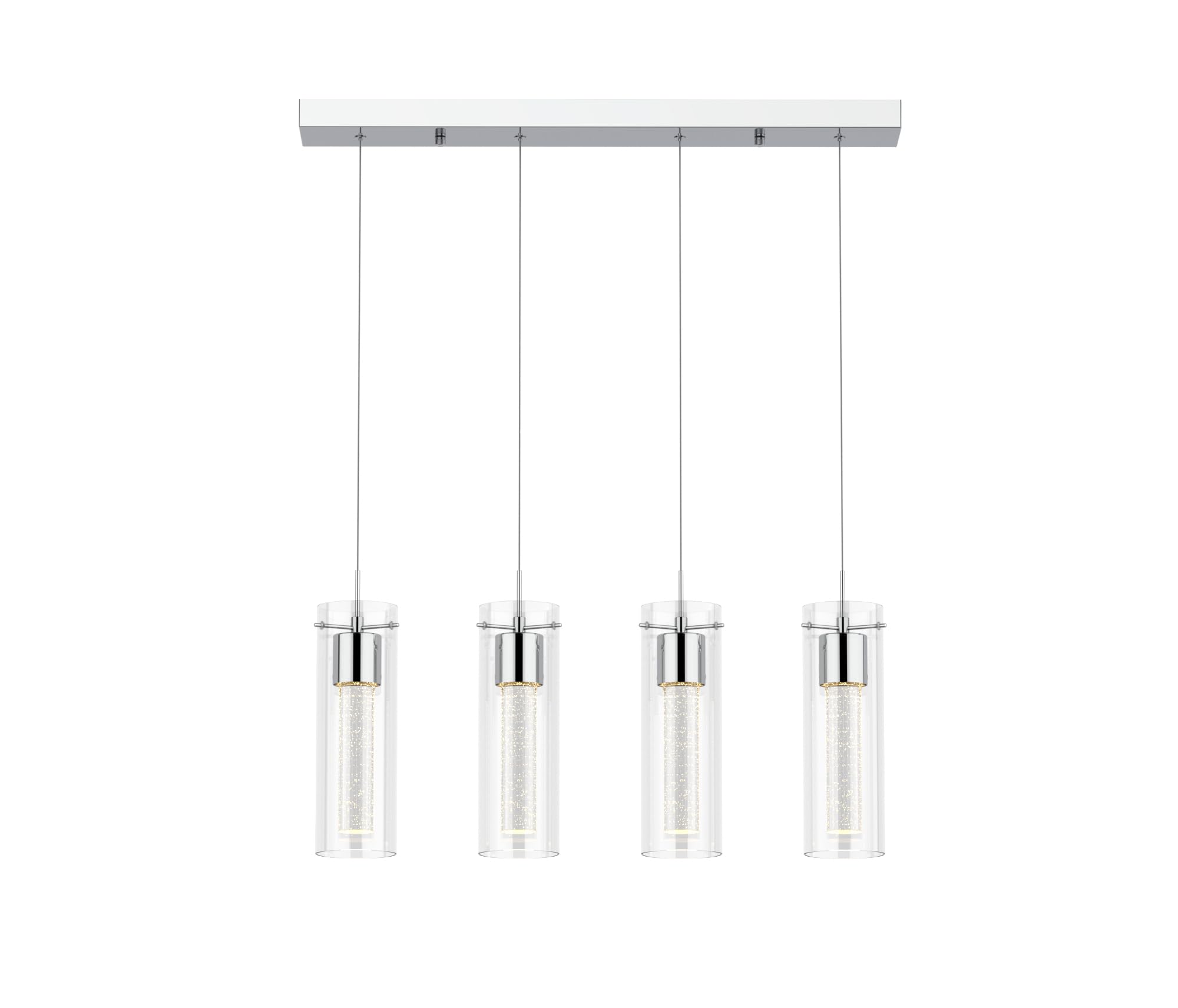 Tawson 4-Light Chandelier Pendant Ceiling Light, Integrated LED, Glass, Silver, Model 12720