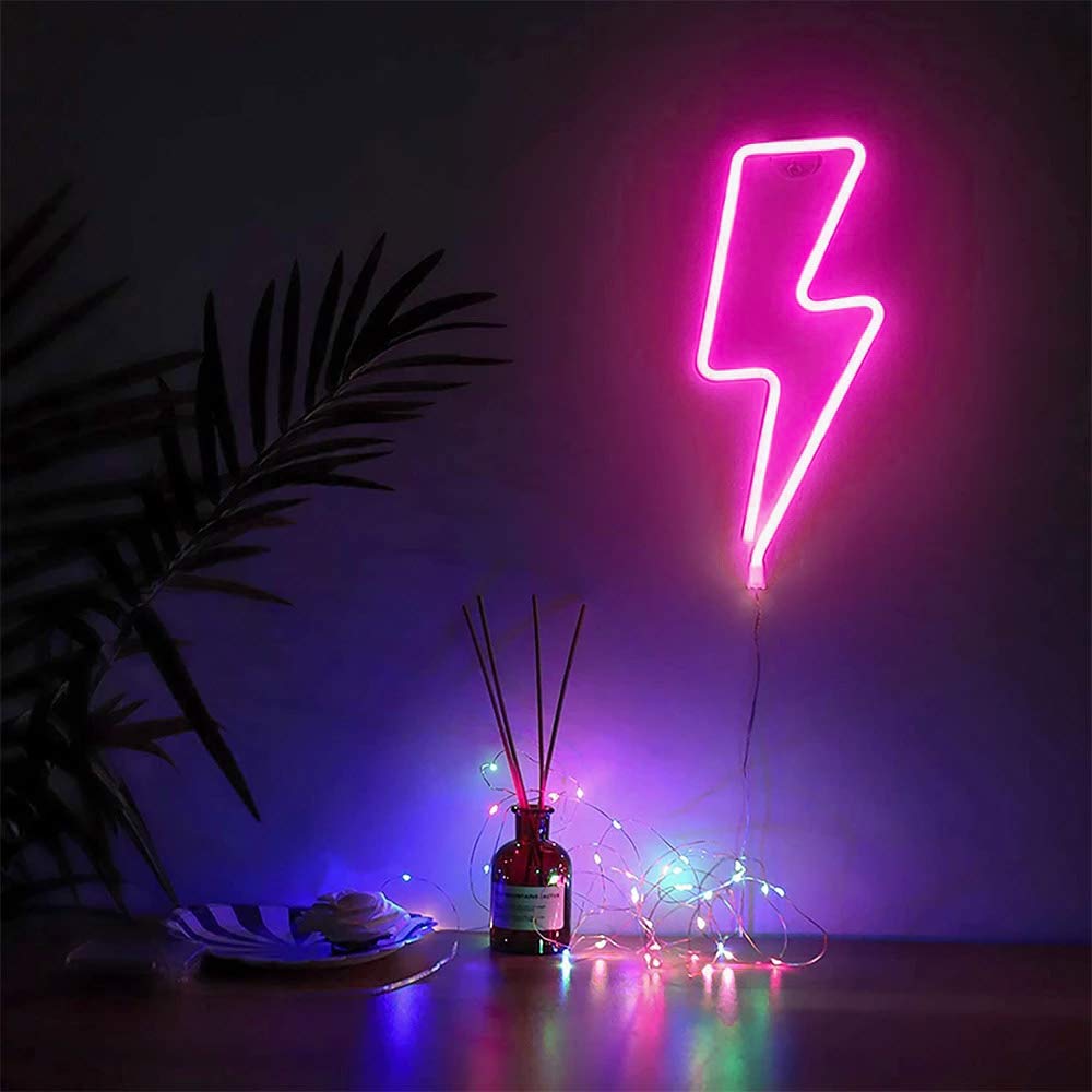 YouOKLight Neon Sign LED Wall Light, Battery/USB Powered, Lightning Pink, Model YK2333-2336-US