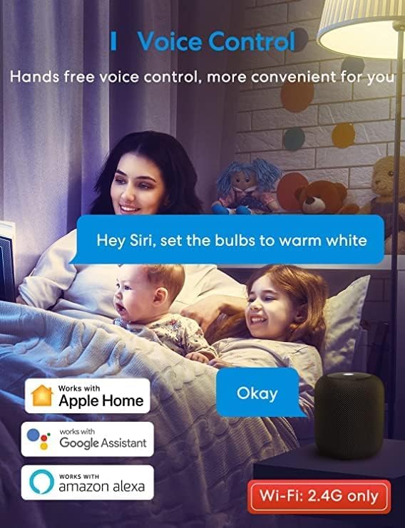 meross Smart Light Bulb BR30, WiFi LED Flood Bulbs, Full Color Changing, Dimmable, 1300 Lumens, White, 2 Count, Compatible with Apple HomeKit