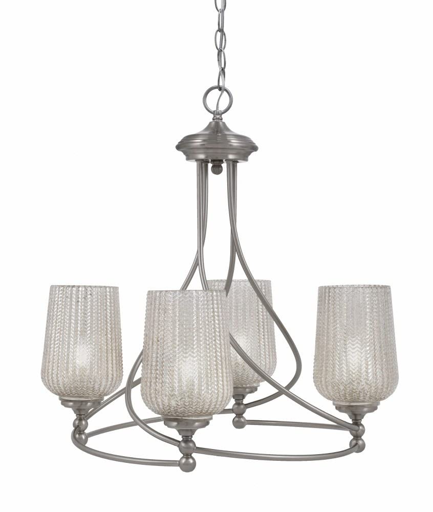 Toltec Lighting 904-Bn-4253 Capri - 4 Light Uplight Chandelier-22.25 Inches Tall And 21.5 Inches Wide, Finish Color: Brushed Nickel, Glass Color: Silver Textured