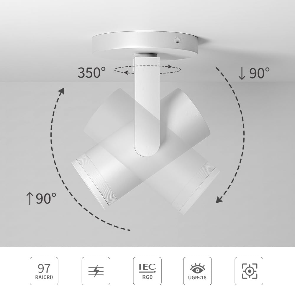 Aisilan 12W Dimmable White Led Ceiling Spotlight, Adjustable Beam Angle 10-55°, Cri 97