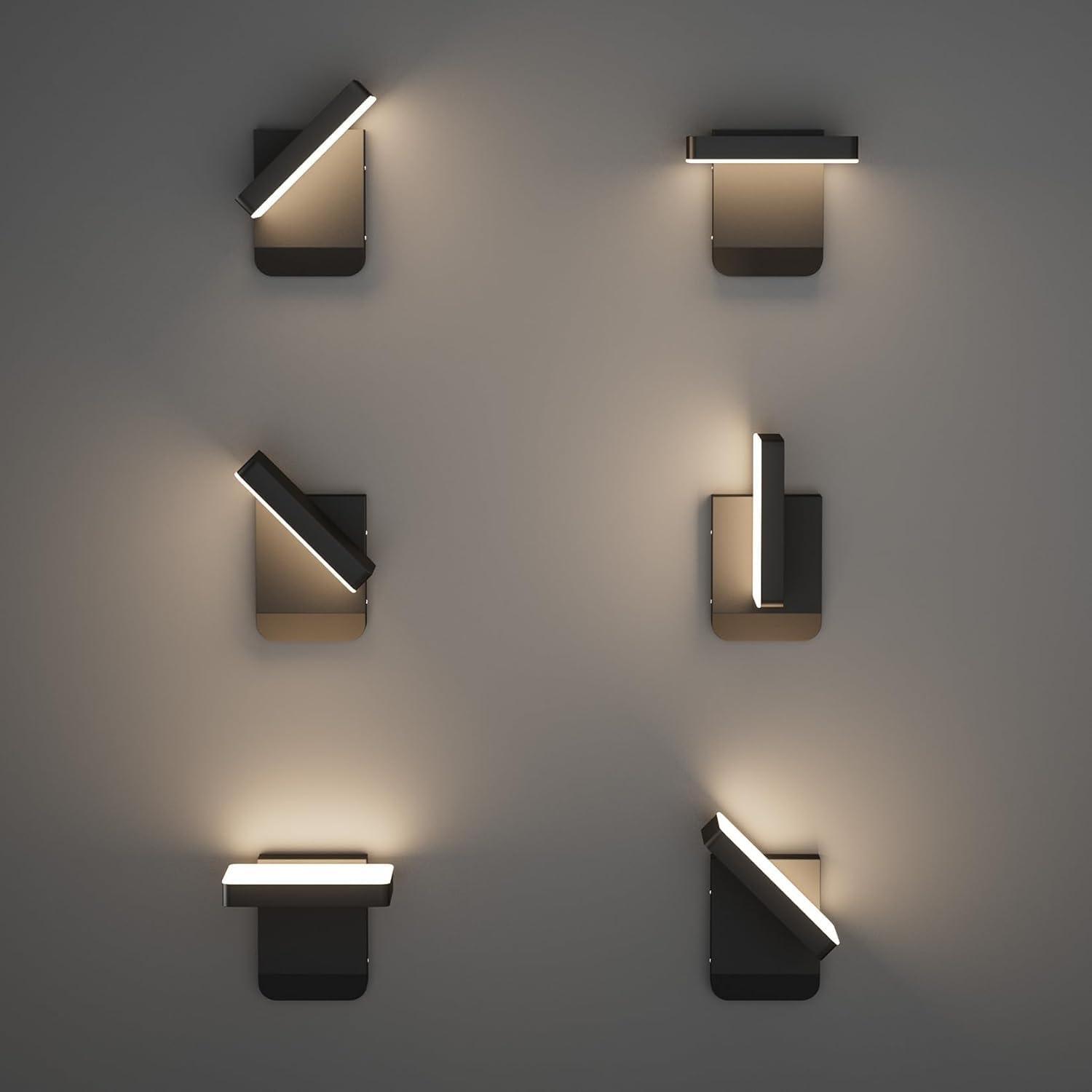Aoceley Modern Outdoor Wall Light, 350° Adjustable Black LED Sconce, IP65 Waterproof, 3000K, Model GW025