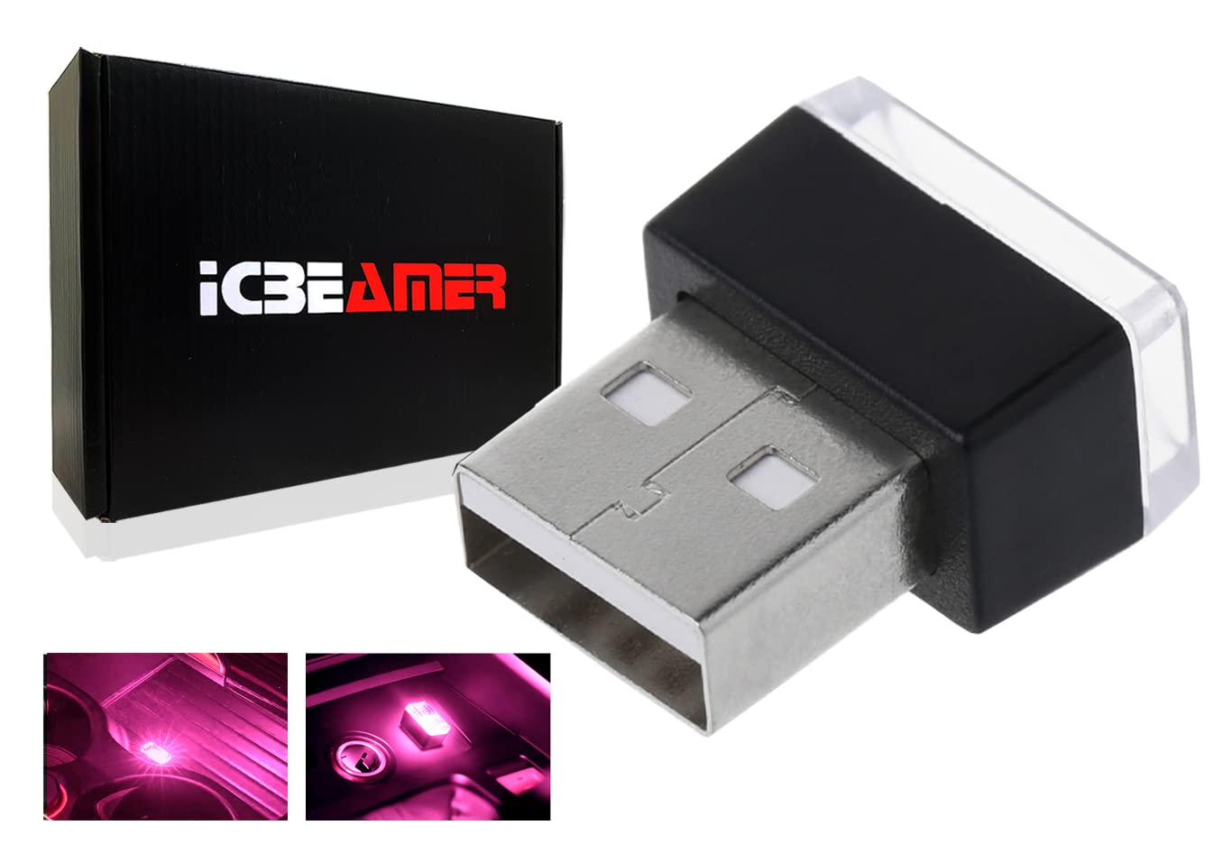 Icbeamer [Color:Purple Universal Usb Interface Plug-In Miniature Night Light Led Car Interior Trunk Ambient Atmosphere