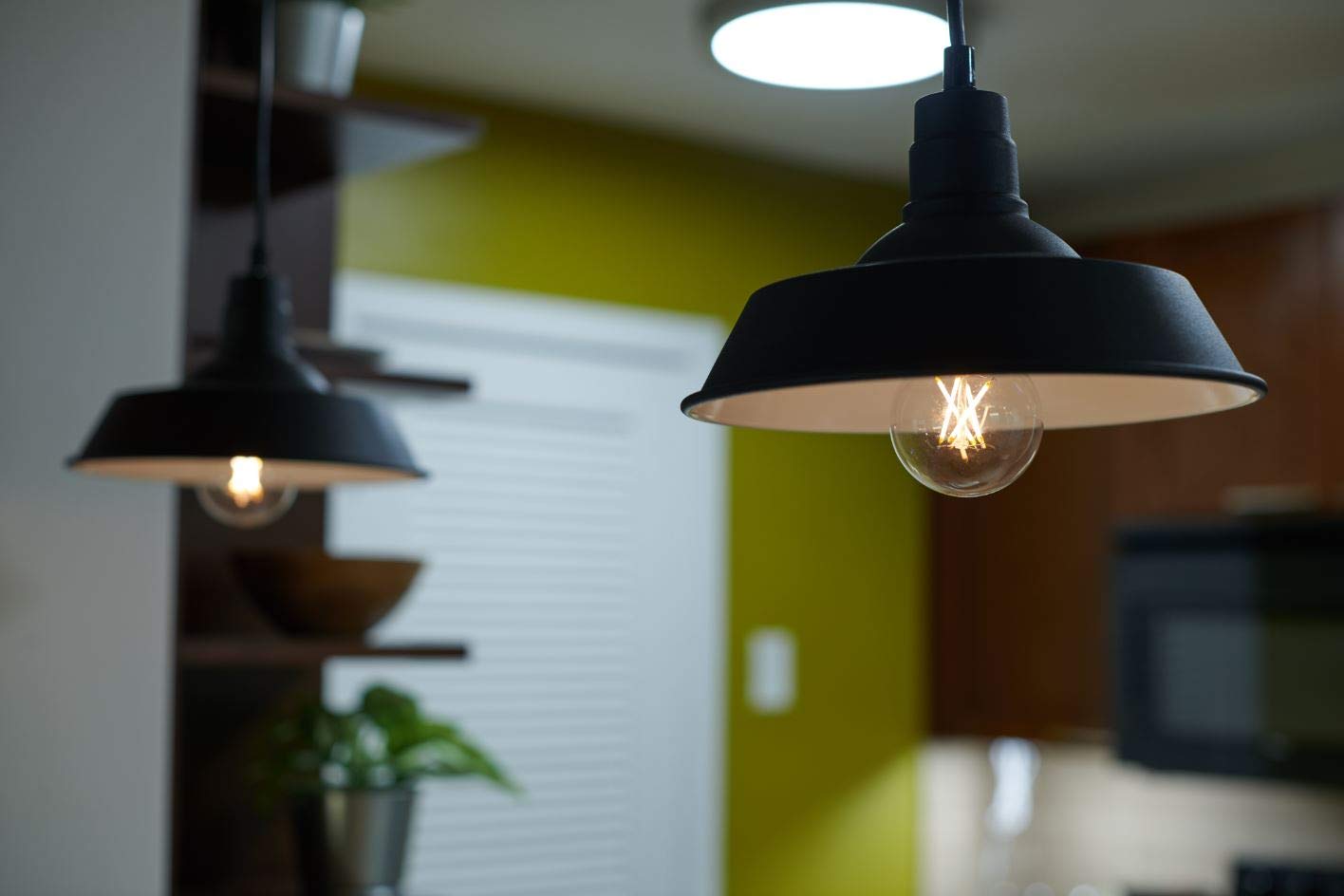 LEDVANCE SYLVANIA Vintage Pendant Light Fixture, 12 in, Antique Black, 1x 8.5W A19 LED Bulb Included, Dimmable, Model 60053