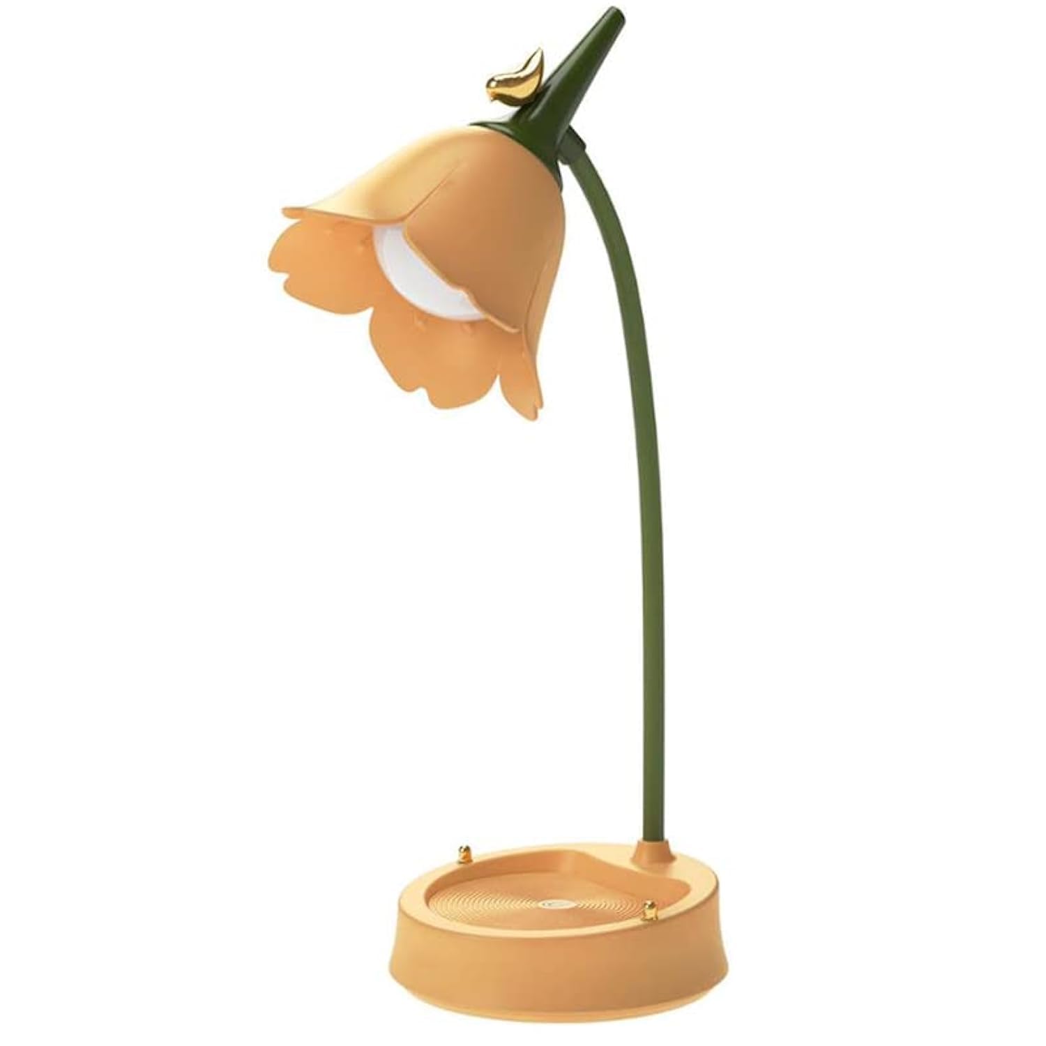 Flower Led Desk Lamp Cordless Table Light Adjustable Gooseneck Dimmable Touch Rechargeable Battery Student Bedroom Room Lighting Table Light House Decor (Yellow)