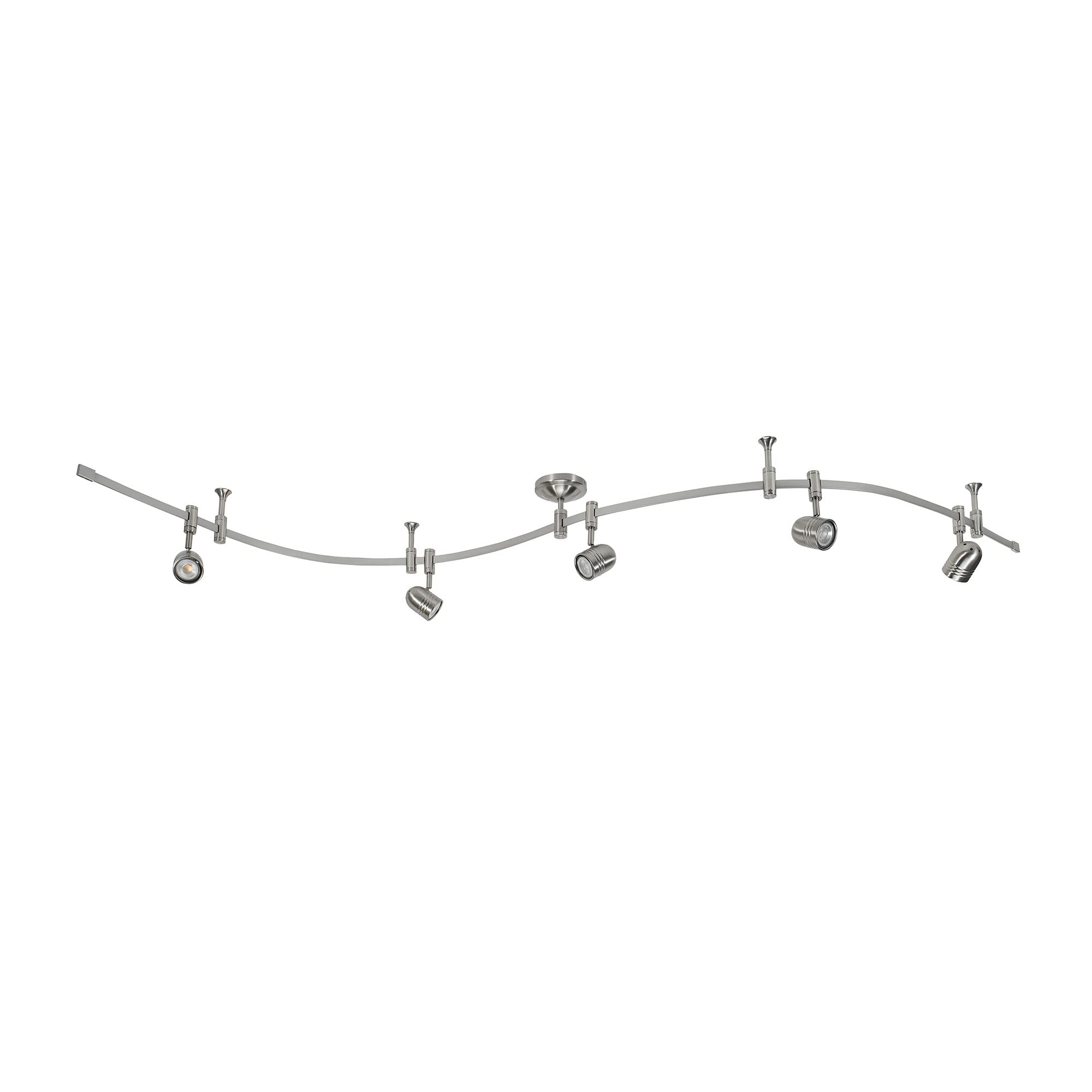 Catalina Lighting 96" Track Ceiling Light, Brushed Nickel, Transitional 5-Light Led Flex Track, Bulb Included, For Kitchen, Living Room, Home Lighting