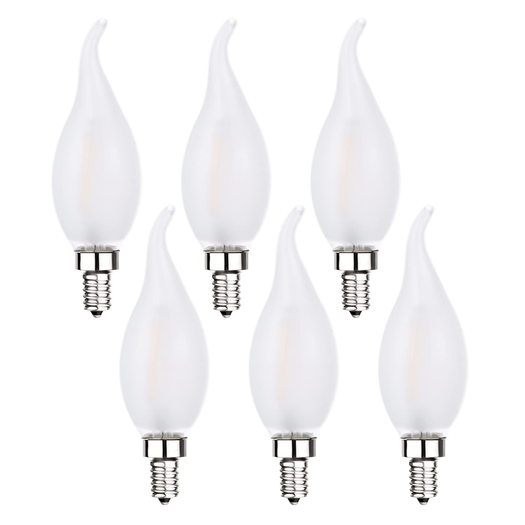 Sunaiony Frosted LED Candelabra Bulbs E12 25W Equivalent Warm White 2700K CA11 6 Pack