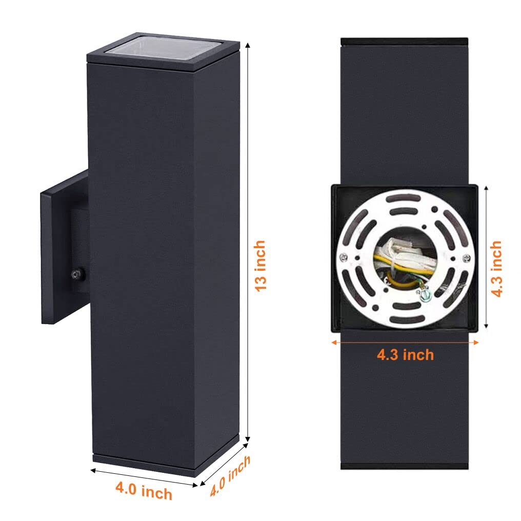 iYogaled Up and Down Outdoor Wall Light Fixture, 2 Pack, IP65 Matte Black, Dusk to Dawn, ETL Listed, Model K1213