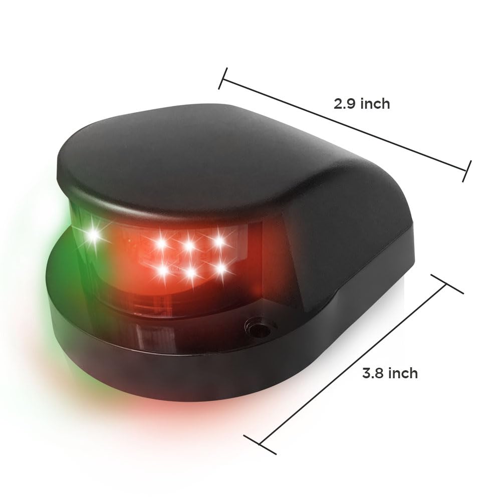 Led Boat Navigation Light Red And Green Led Marine Navigation Light Boat Bow Light For Pontoon And Small Boat (Black Shell Shape