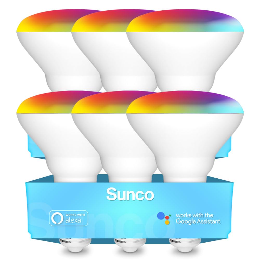 Sunco Br30 Alexa Smart Flood Light Bulbs Color Changing Led Recessed Wifi Bulb 8W, Rgbcw, Dimmable, 650 Lumens, Compatible With 