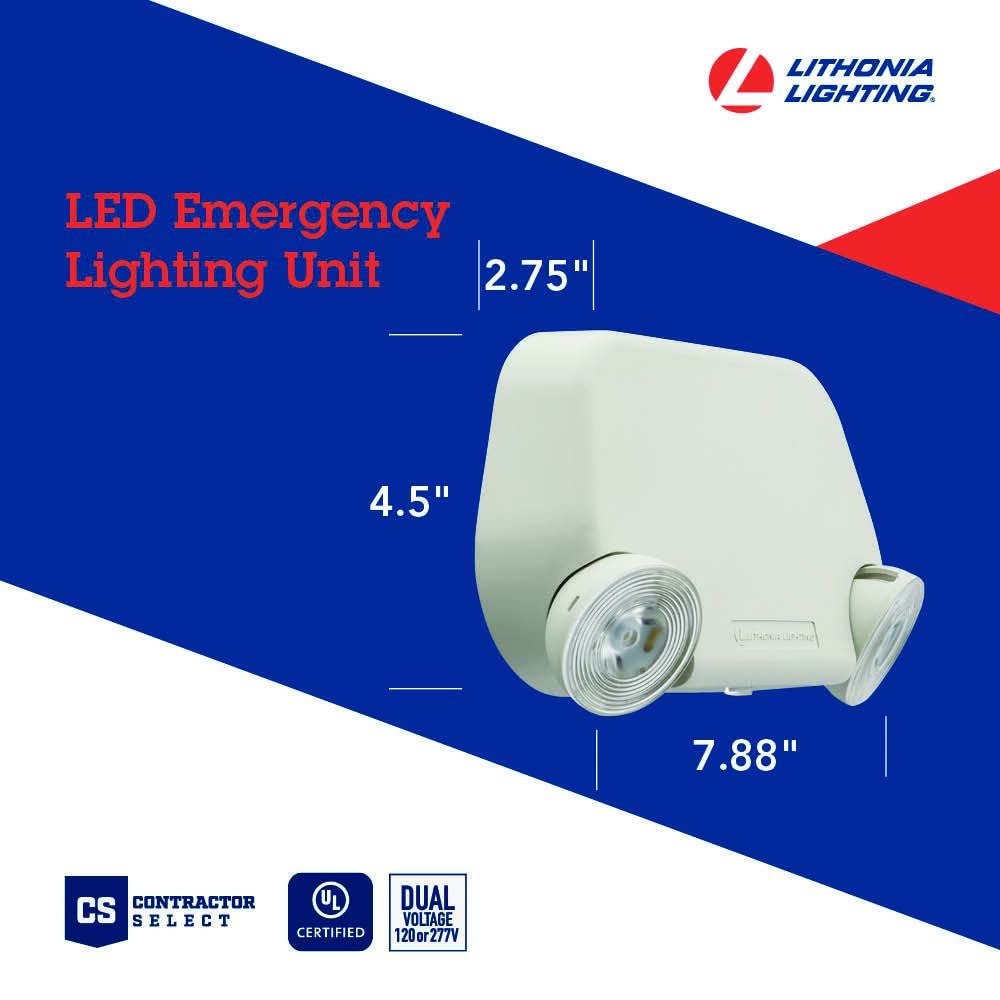 Lithonia Lighting Eu2L Rem M12 Emergency Light With 2 Led Lamps, Round, Remote Capacity, White
