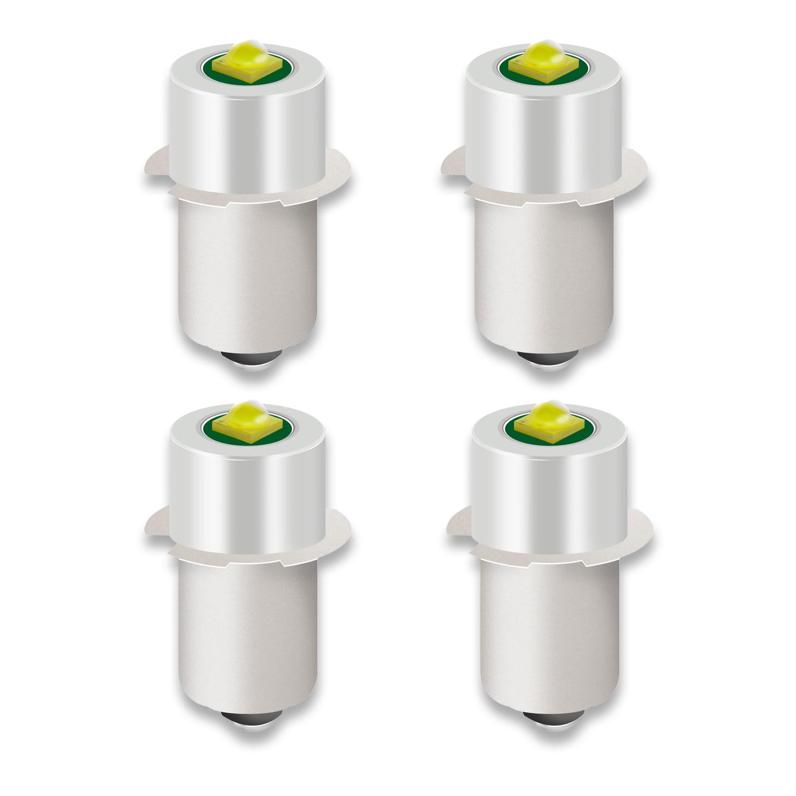 Yafiygi 4 Pack Led Flashlight Bulb Replacement 3V Led Bulbs For Maglite Conversion Kit 18V 12V 19.2V 6-24 Volt 3W 247Lm Pr2 P13.