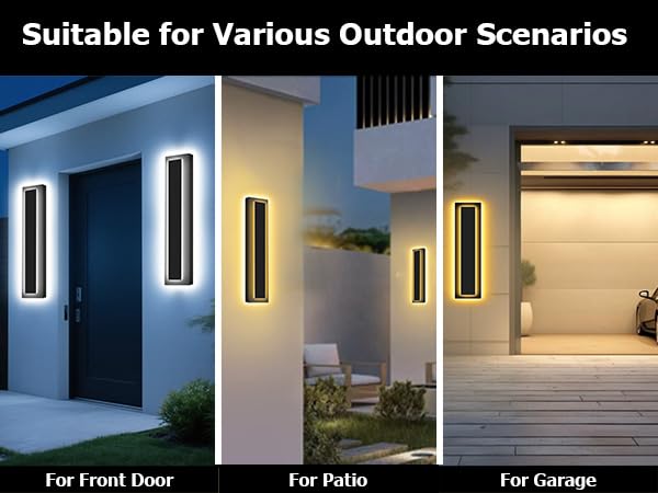 Picico 12In Modern Led Outdoor Wall Lights  Dimmable Black Exterior Wall Sconce Lighting Fixtures  Rectangular Mini Outdoor Garage Lights  360 Beam Angle Vertical Outdoor Lights For House Porch