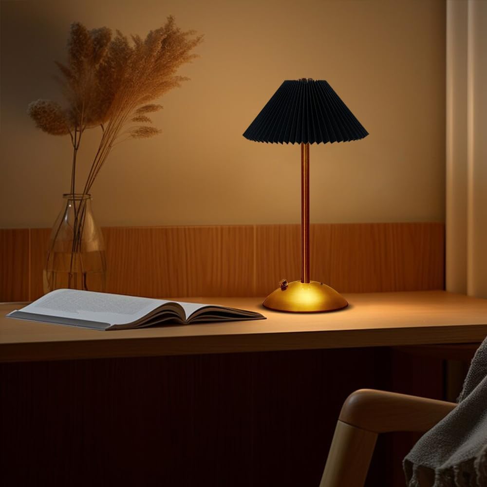 EJFOIEJ Portable LED Table Lamp, Touch Sensor, 3 Color Modes, Rechargeable, Metal, Black, Model C34bz-02